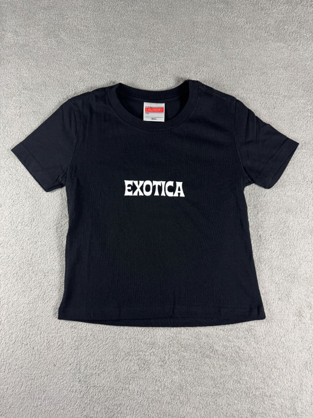 24Hr Laundry Womens Black Baby Doll T-Shirt With Exotica Graphic M